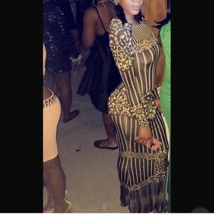 Black and nude studded Gown